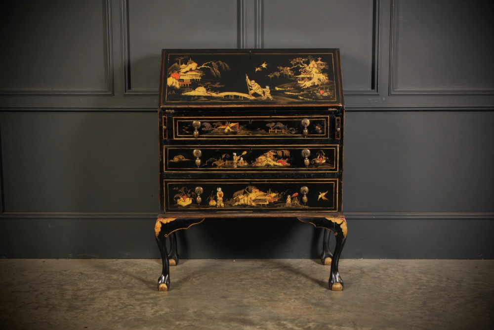 Black Japanned Chinoiserie Bureau  View III