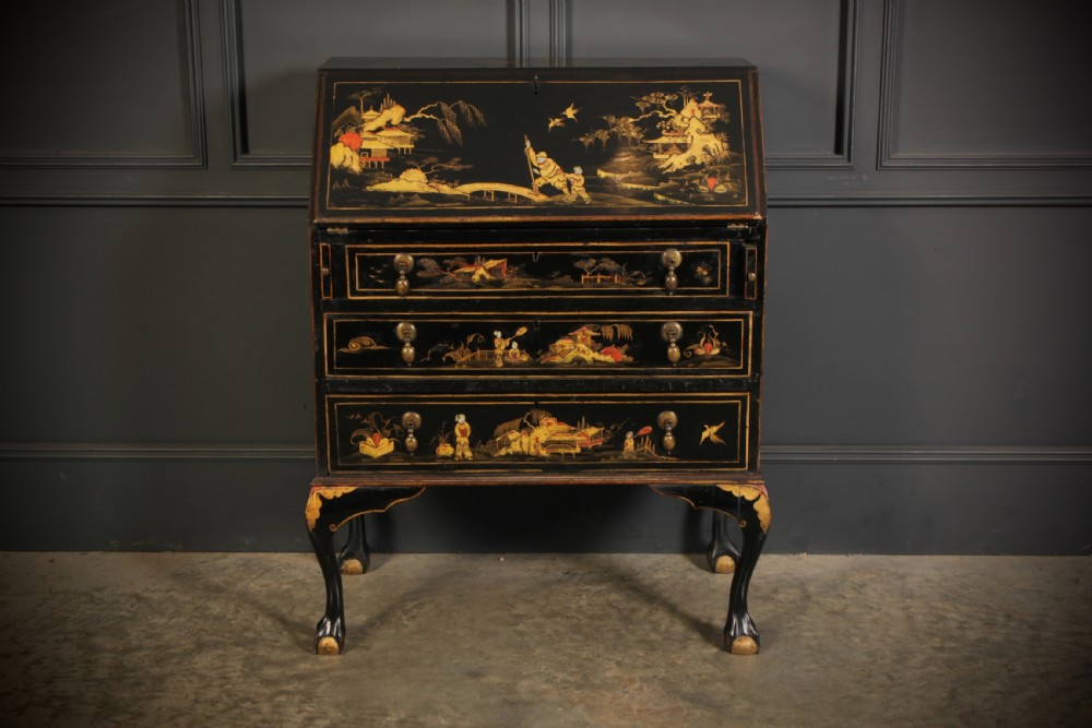 Black Japanned Chinoiserie Bureau  View IV