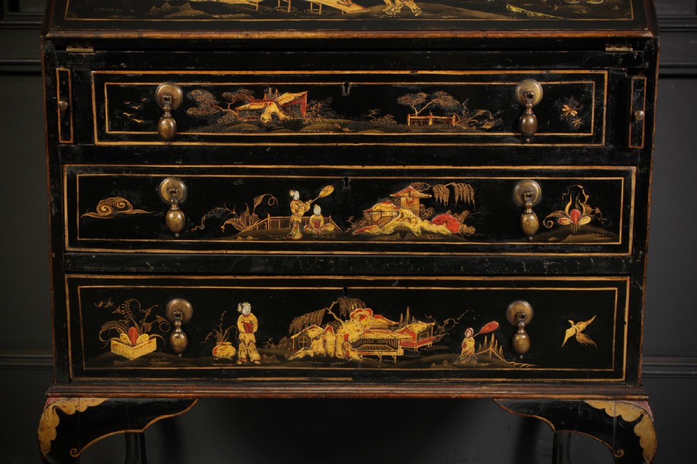 Black Japanned Chinoiserie Bureau  View V
