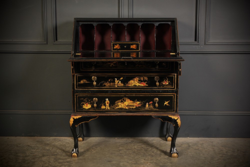 Black Japanned Chinoiserie Bureau  View VI