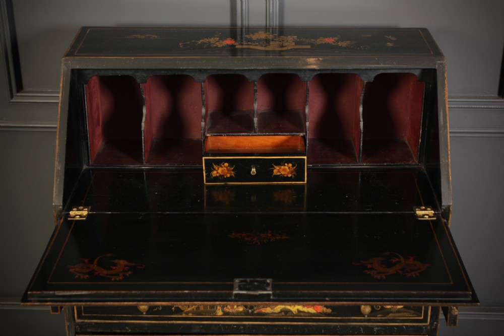 Black Japanned Chinoiserie Bureau  View VII