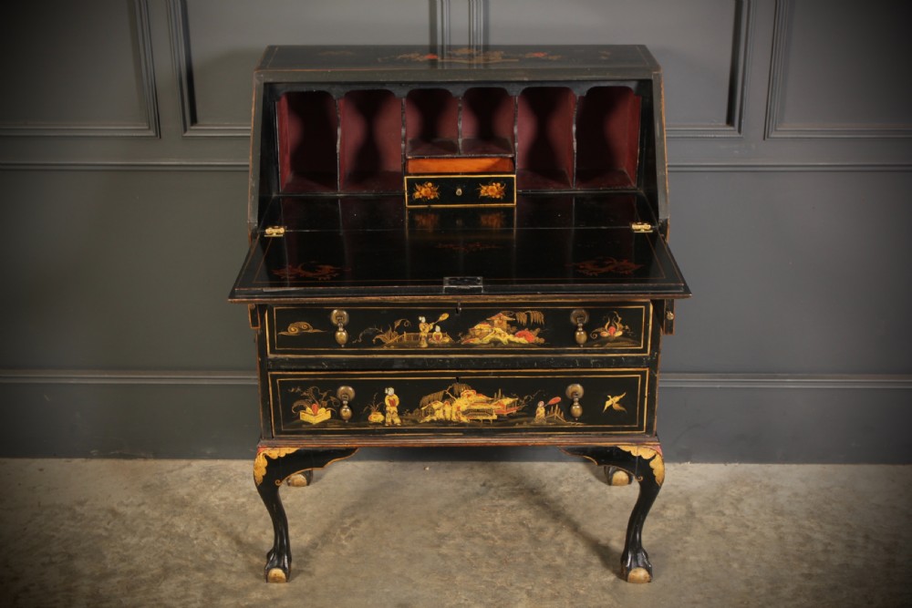 Black Japanned Chinoiserie Bureau  View VIII