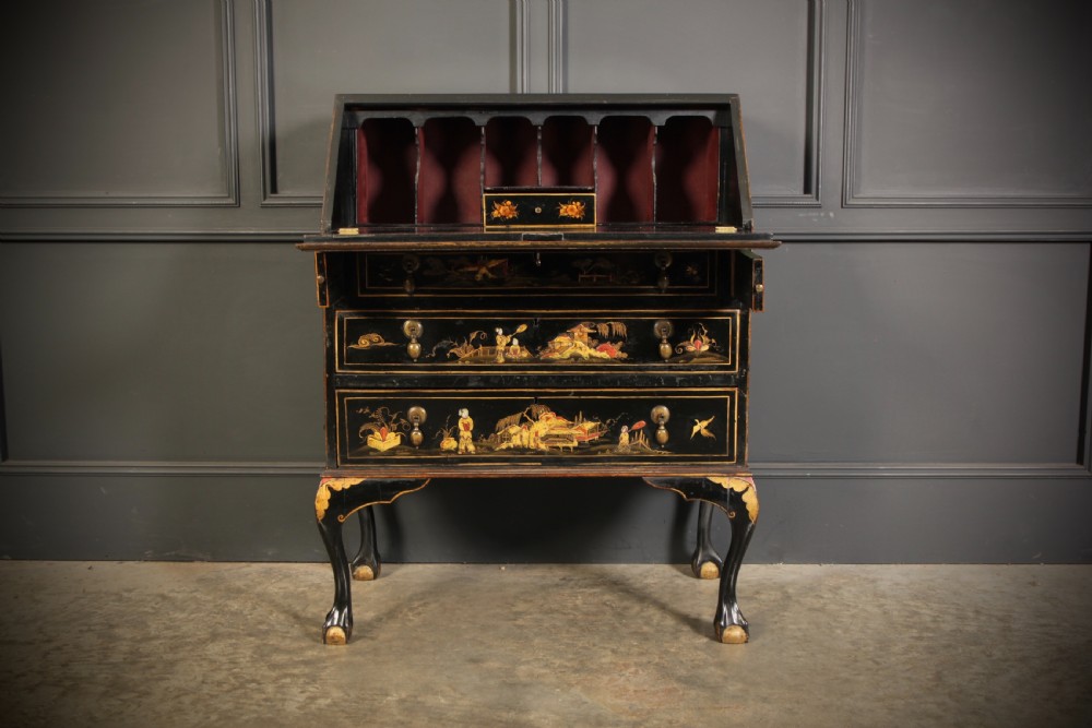 Black Japanned Chinoiserie Bureau  View IX