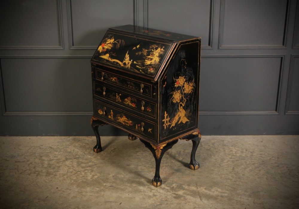 Black Japanned Chinoiserie Bureau  View XI