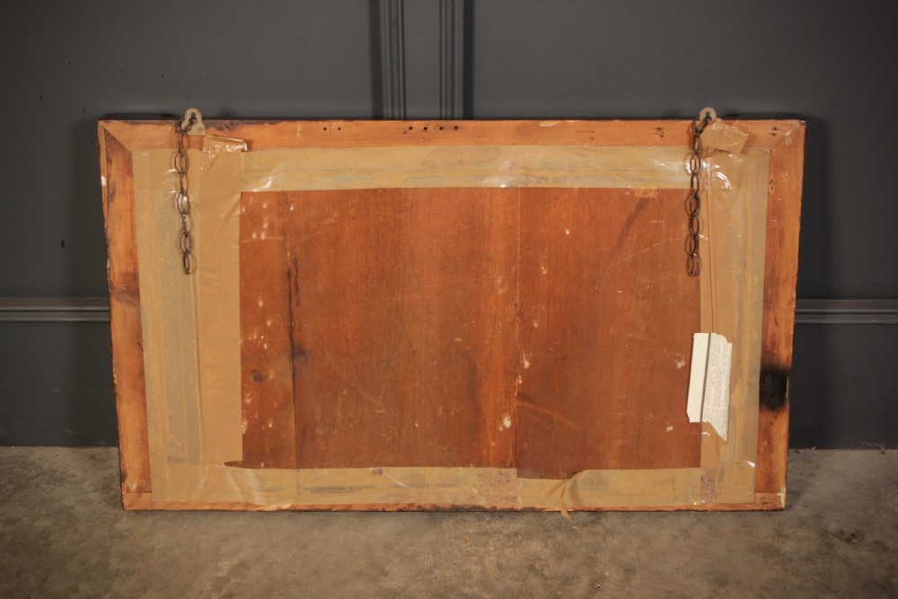 A broad rectangular antique rosewood overmantel mirror featuring pilaster side columns and a gilded inner slip moulding. View III