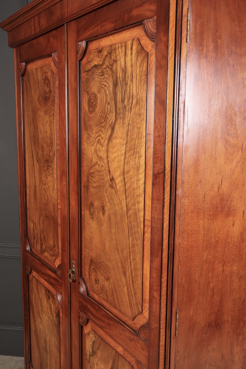 Victorian Mahogany & Walnut Wardrobe View VIII