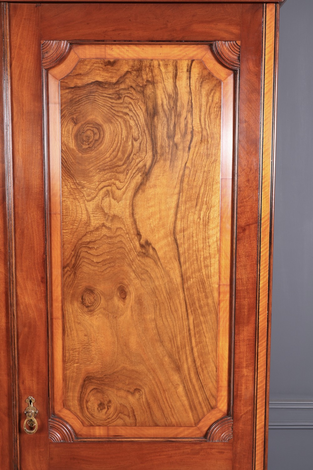 Victorian Mahogany & Walnut Wardrobe View IX
