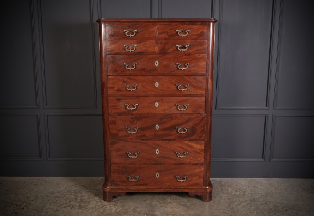 Tall Victorian Figured Mahogany Chest of Drawers View III