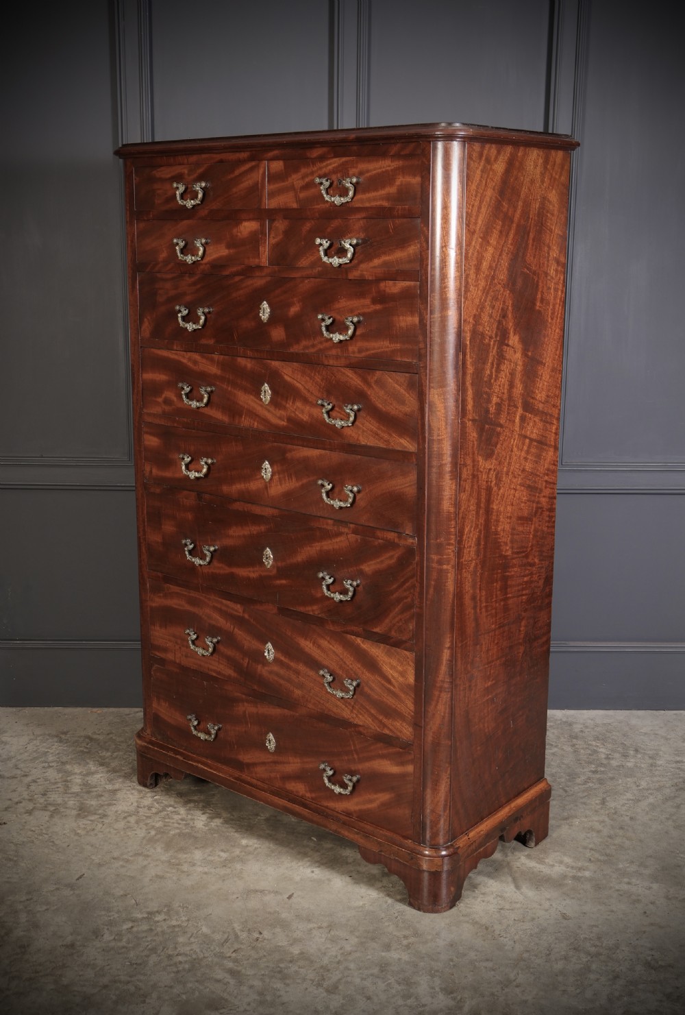 Tall Victorian Figured Mahogany Chest of Drawers View VI