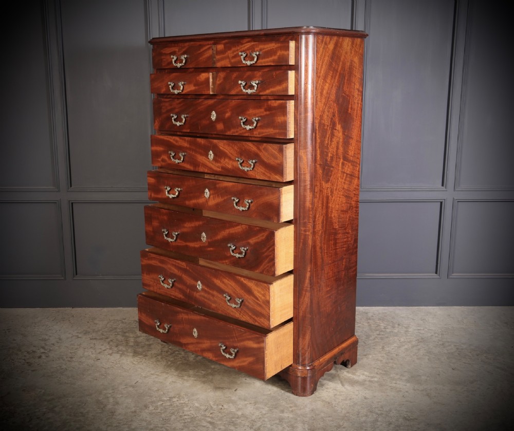 Tall Victorian Figured Mahogany Chest of Drawers View VII