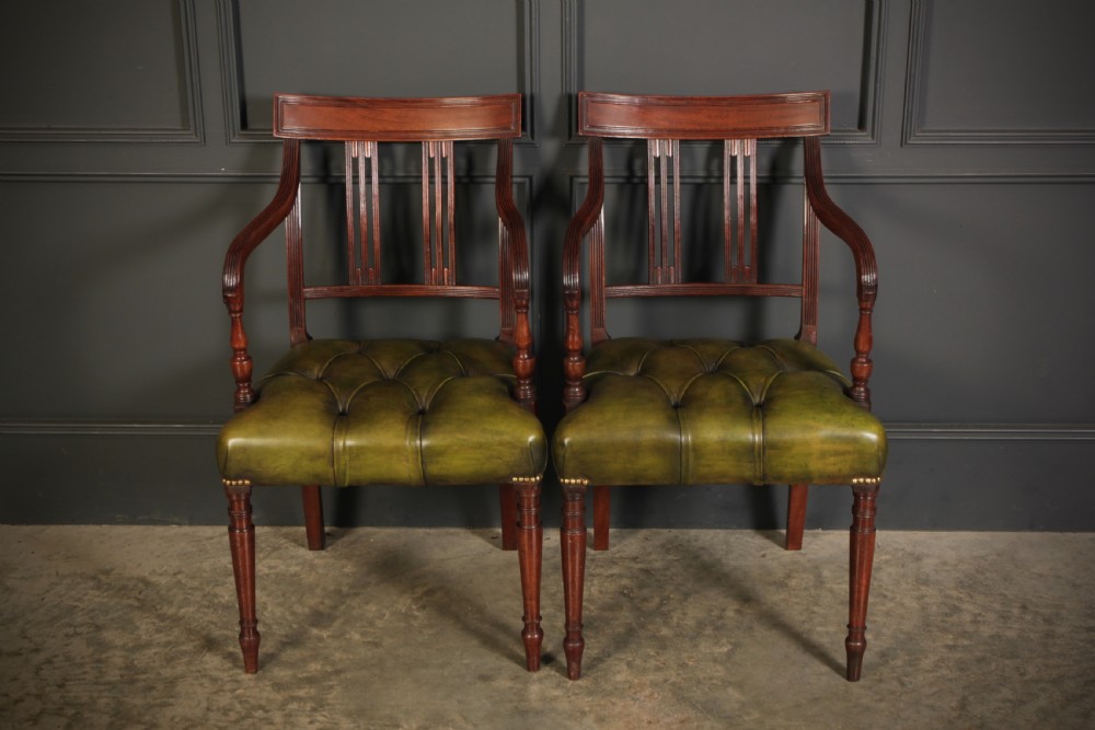 Pair Of George III Mahogany & Leather Chairs View III