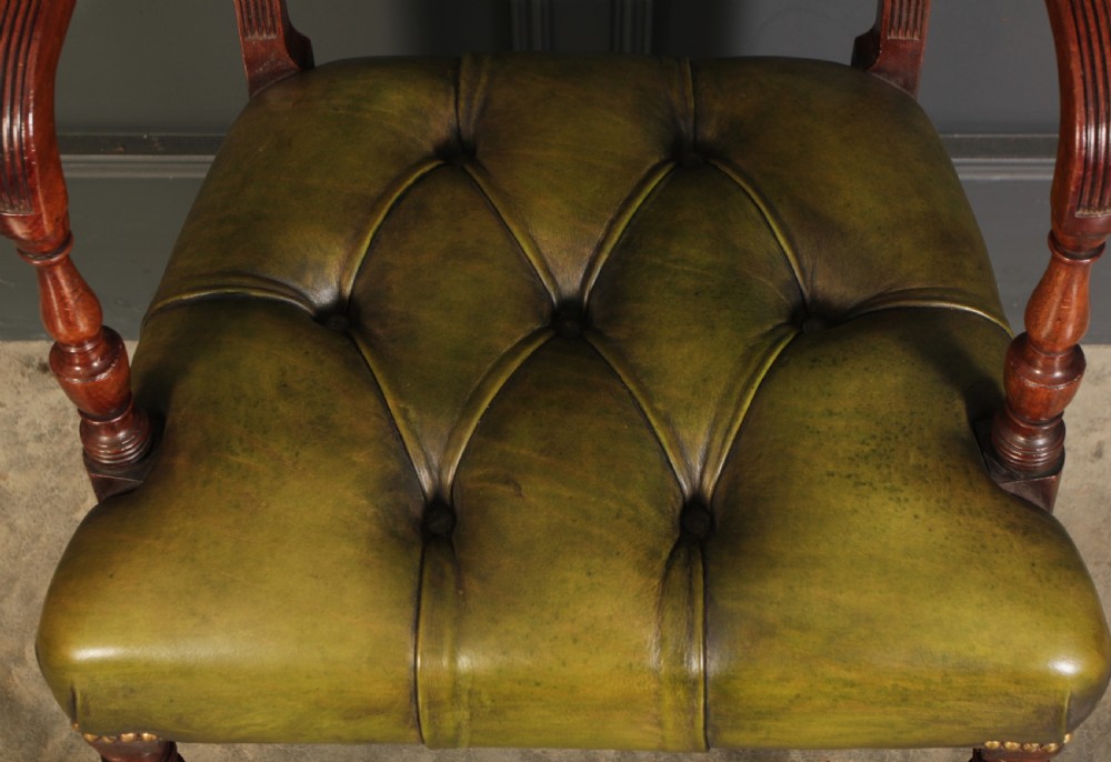 Pair Of George III Mahogany & Leather Chairs View IV