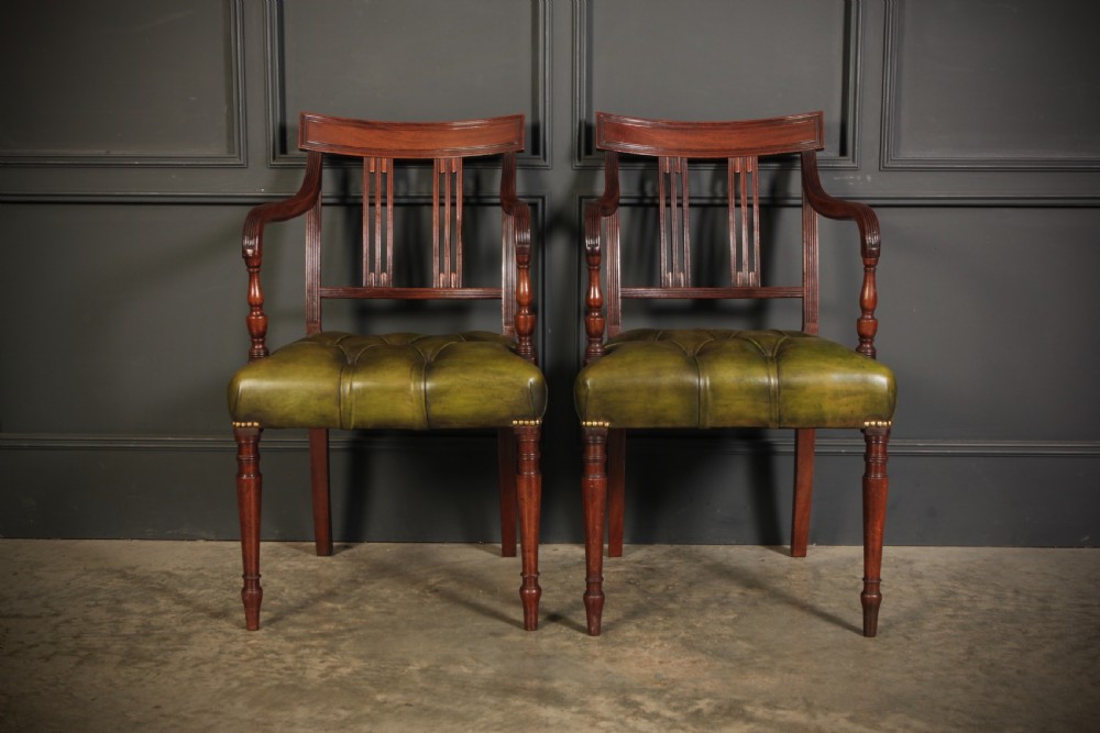 Pair Of George III Mahogany & Leather Chairs View XI