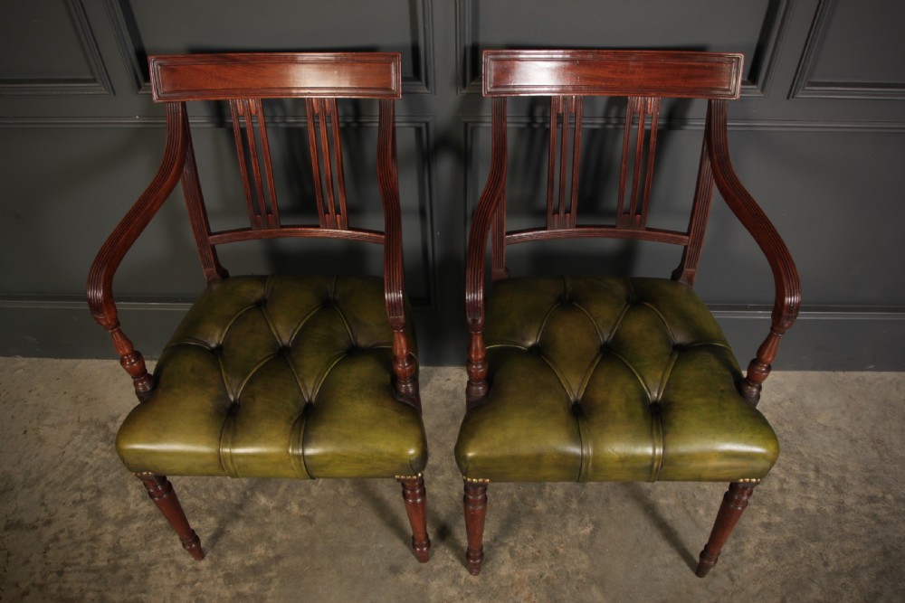 Pair Of George III Mahogany & Leather Chairs View XII
