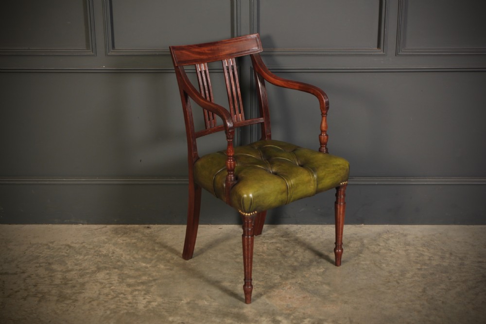 Pair Of George III Mahogany & Leather Chairs View XIX