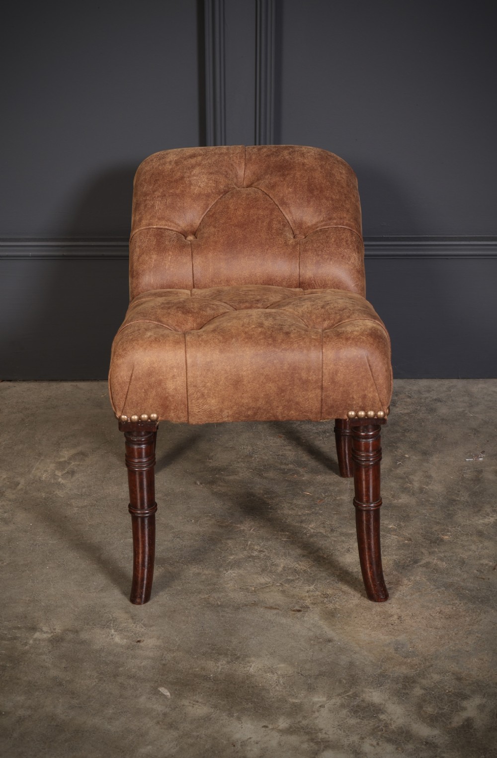 Regency Mahogany & Leather Footstool  View II