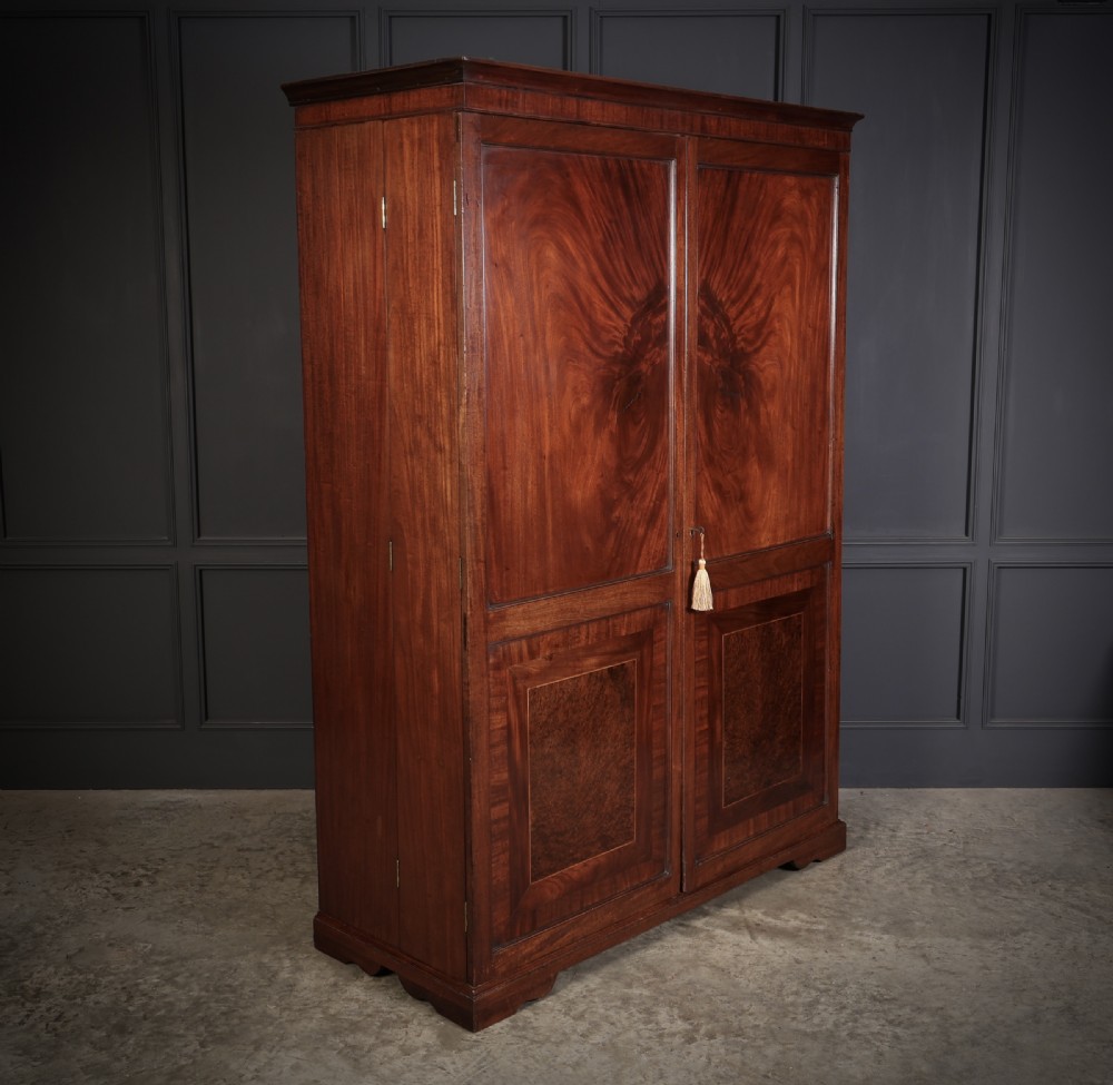18th Century Mahogany & Amboyna Wardrobe