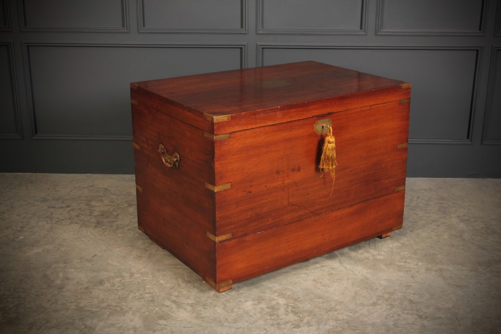 Large Military Campaign Style Mahogany Trunk