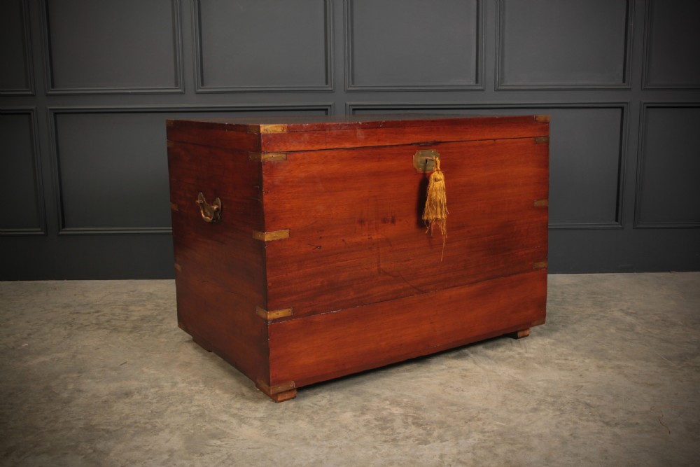 Large Military Campaign Style Mahogany Trunk View II