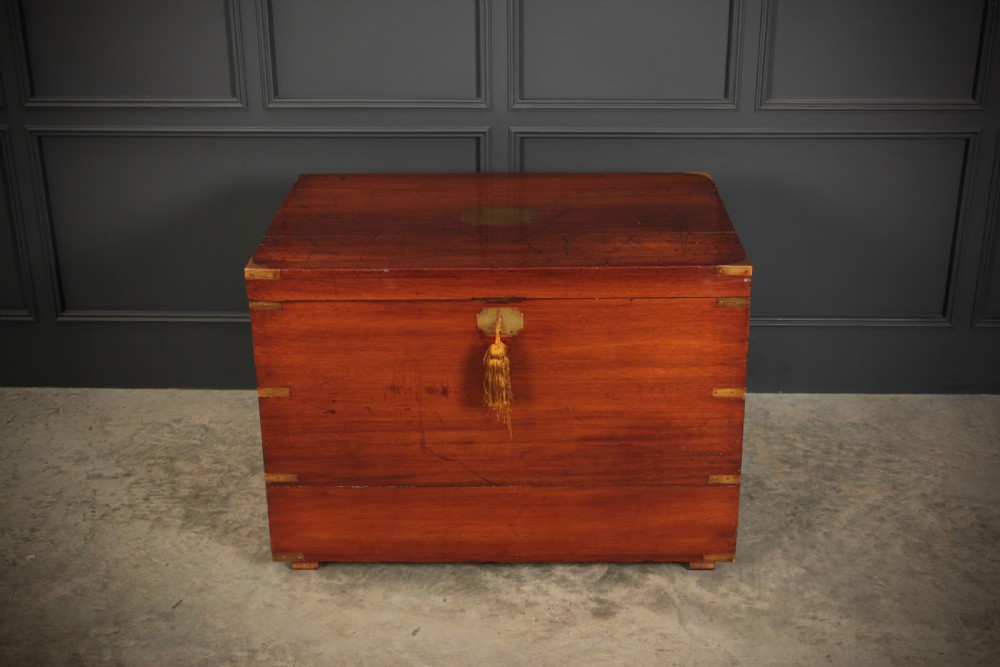 Large Military Campaign Style Mahogany Trunk View III
