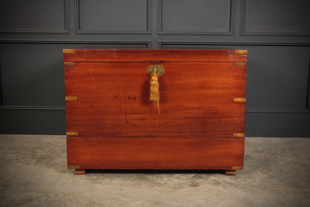 Large Military Campaign Style Mahogany Trunk View V