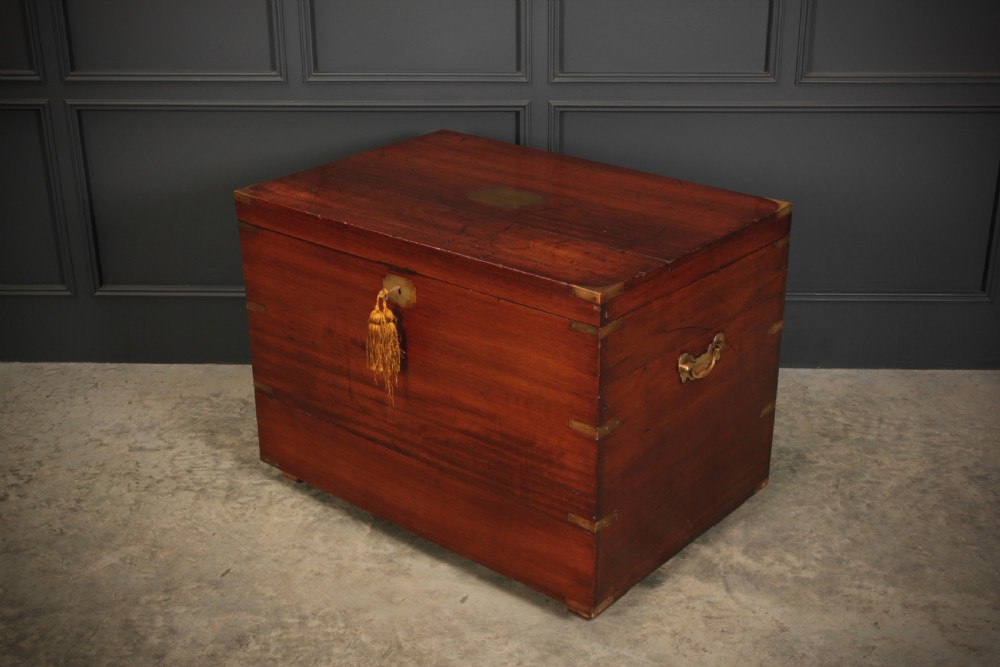 Large Military Campaign Style Mahogany Trunk View VII