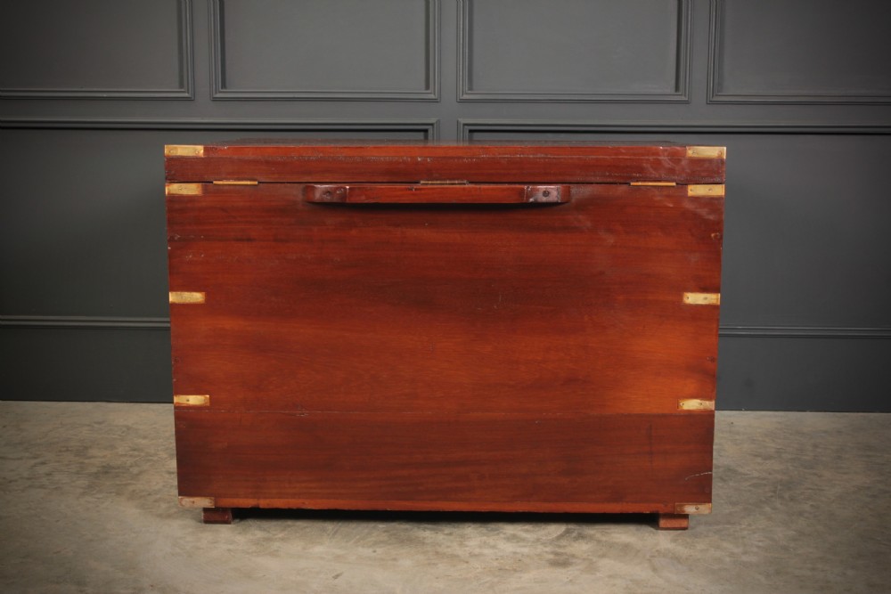 Large Military Campaign Style Mahogany Trunk View X