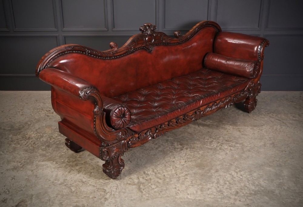 Large Rosewood Leather Sofa View II