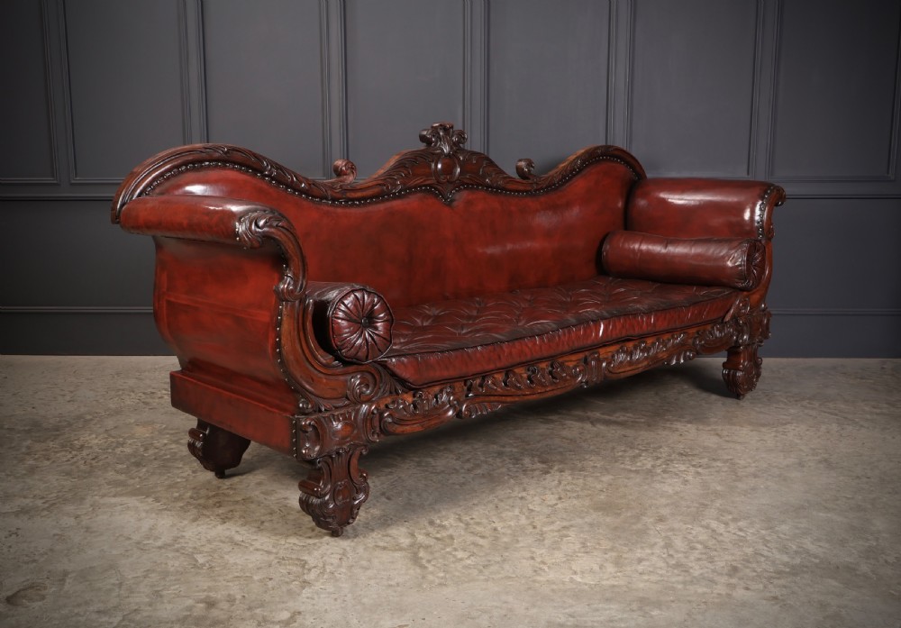Large Rosewood Leather Sofa View XI