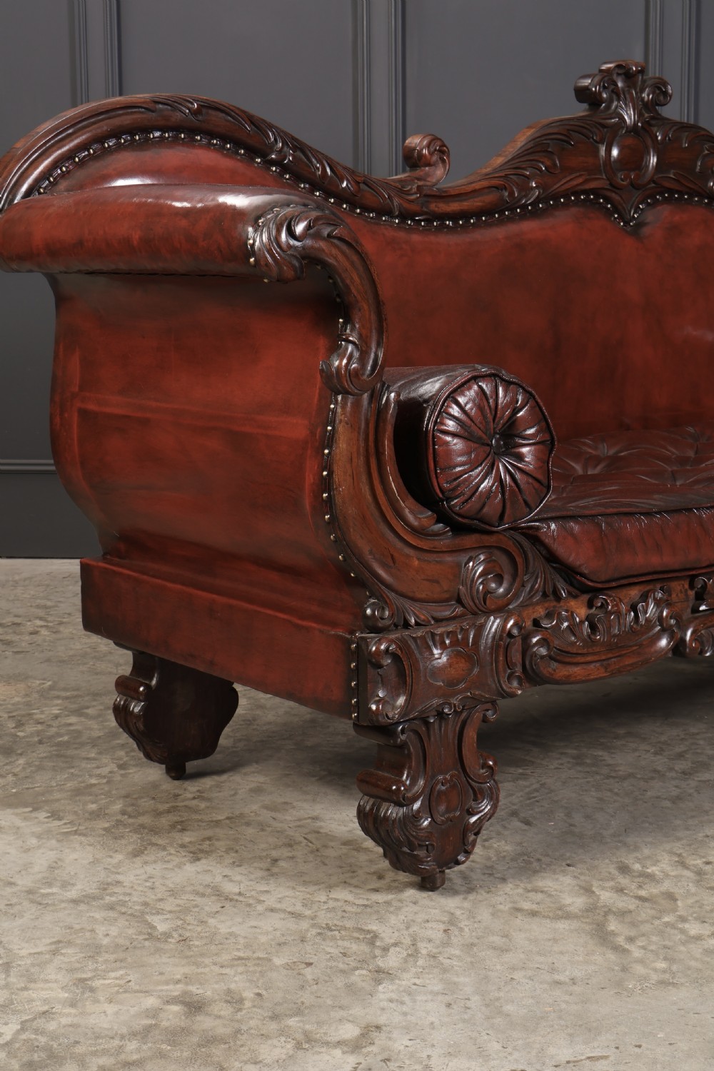 Large Rosewood Leather Sofa View III