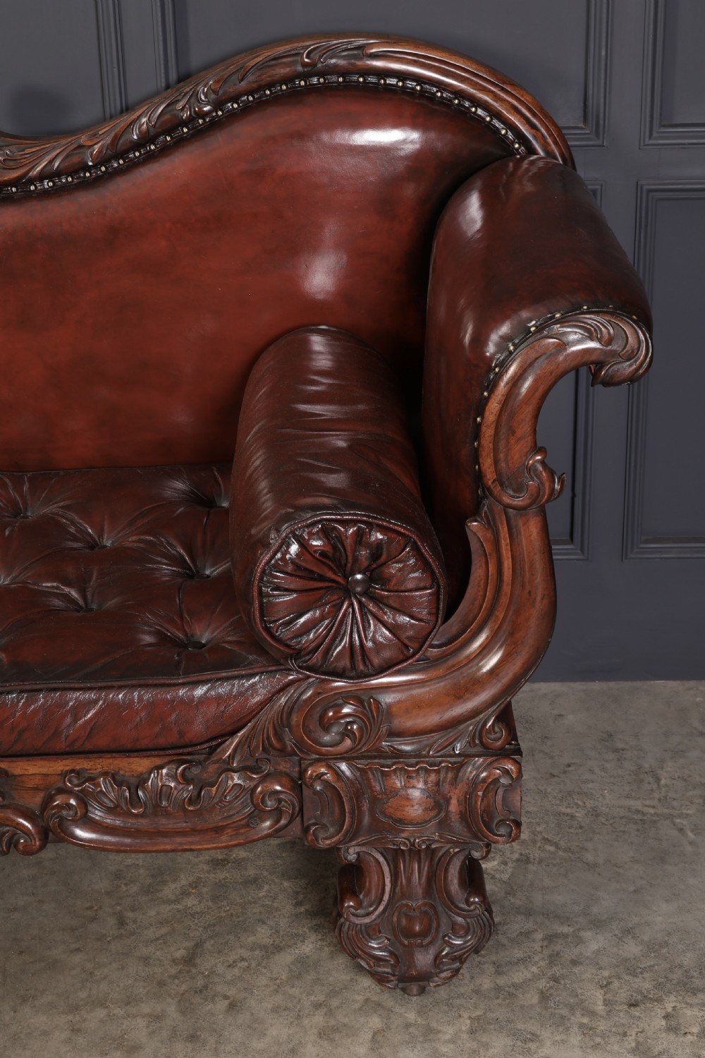 Large Rosewood Leather Sofa View V