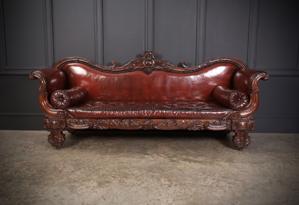 Large Rosewood Leather Sofa View VI