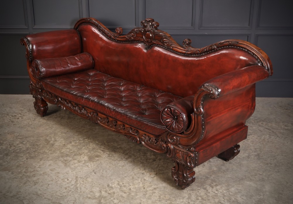 Large Rosewood Leather Sofa View X