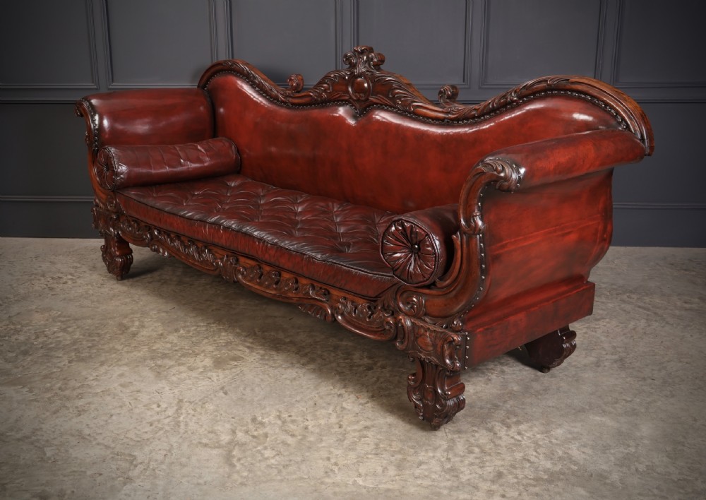 Large Rosewood Leather Sofa