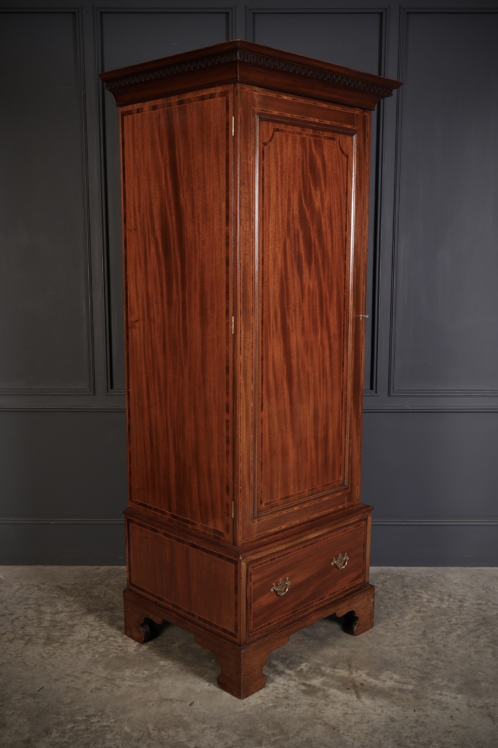 Edwardian Inlaid Mahogany Single Door Wardrobe View VI