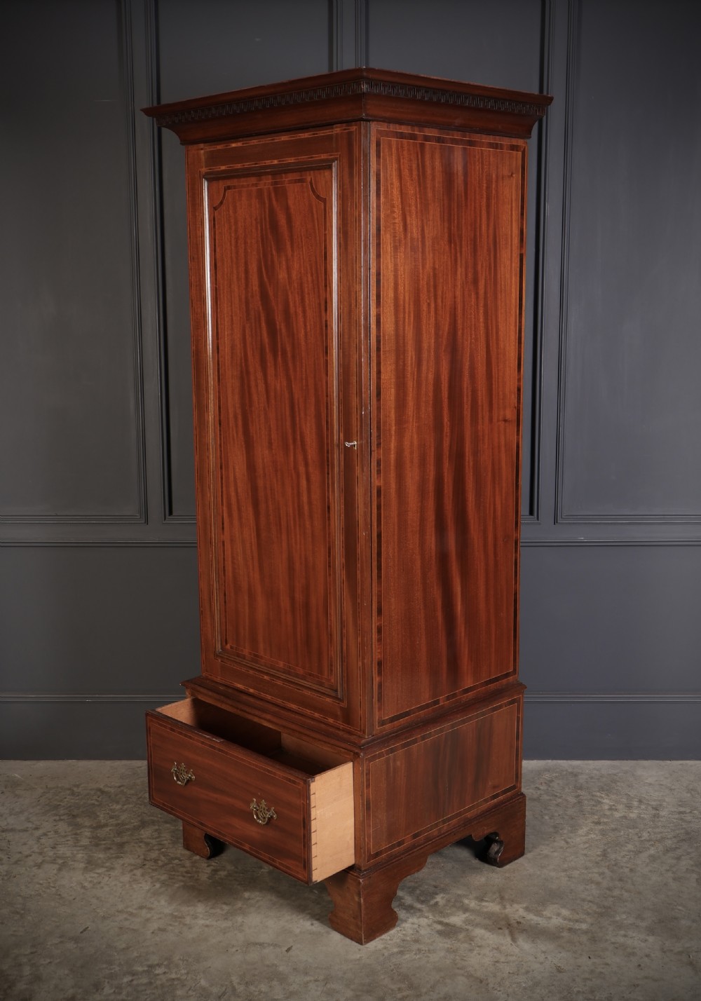 Edwardian Inlaid Mahogany Single Door Wardrobe View V