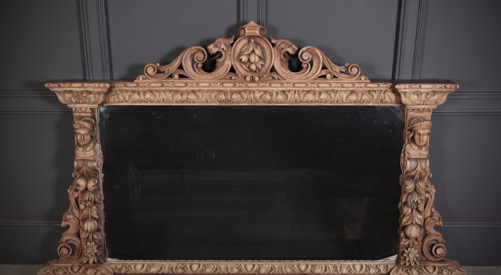 Large Victorian Carved Oak Overmantle Mirror