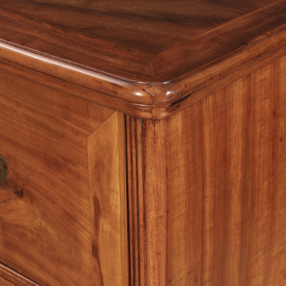 A Victorian camphor wood military campaign secretaire chest featuring brass flush recessed handles and turned feet. View XI