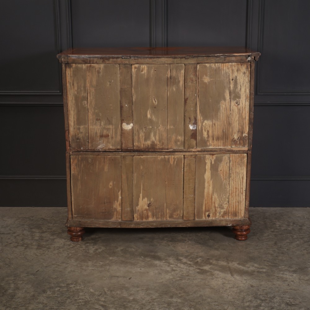 A Victorian camphor wood military campaign secretaire chest featuring brass flush recessed handles and turned feet. View XIV