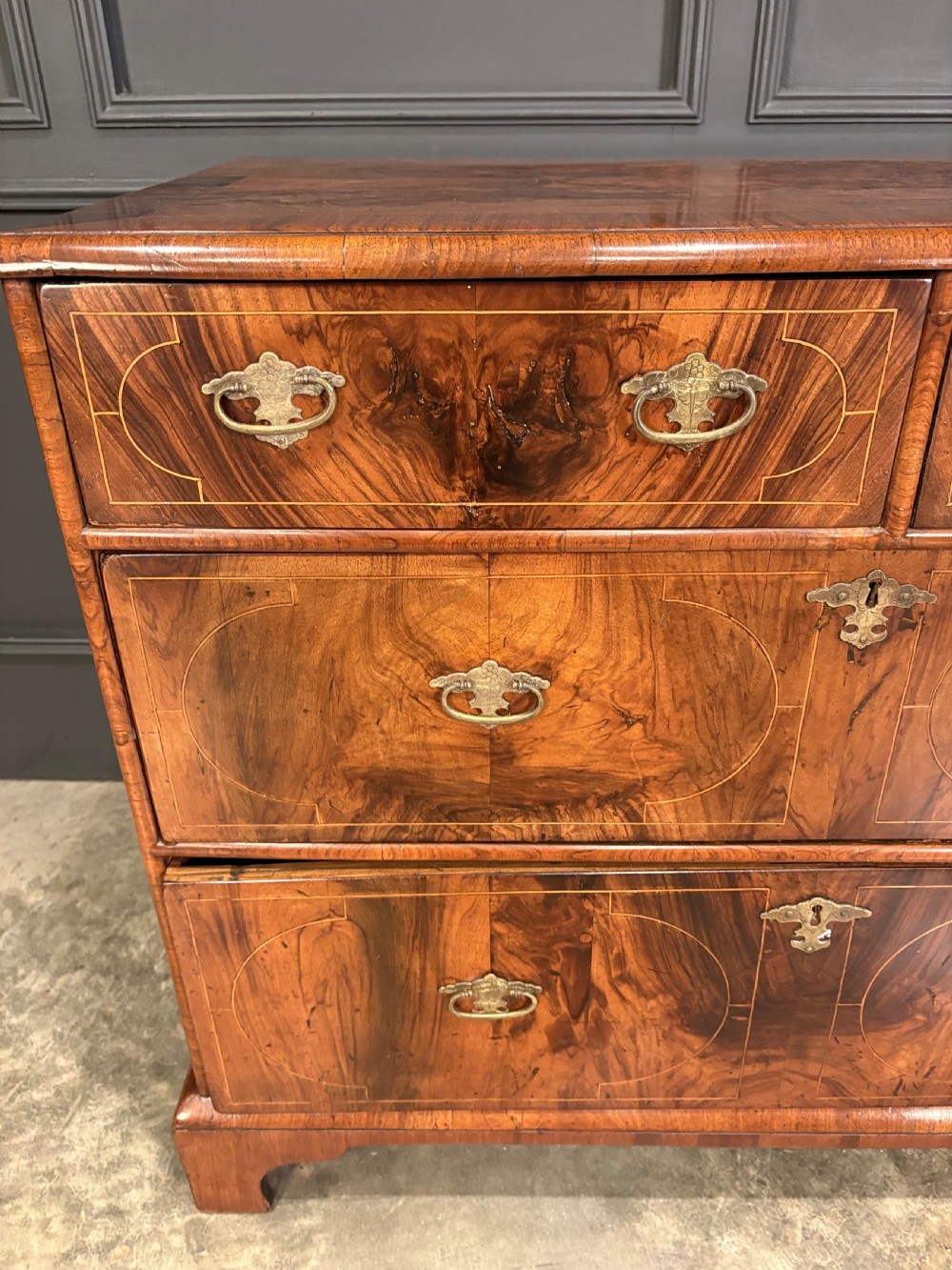 William & Mary Inlaid Walnut Chest of Drawers View V