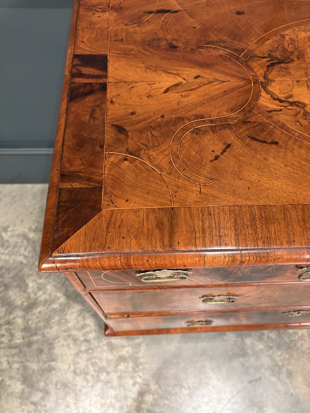 William & Mary Inlaid Walnut Chest of Drawers View X