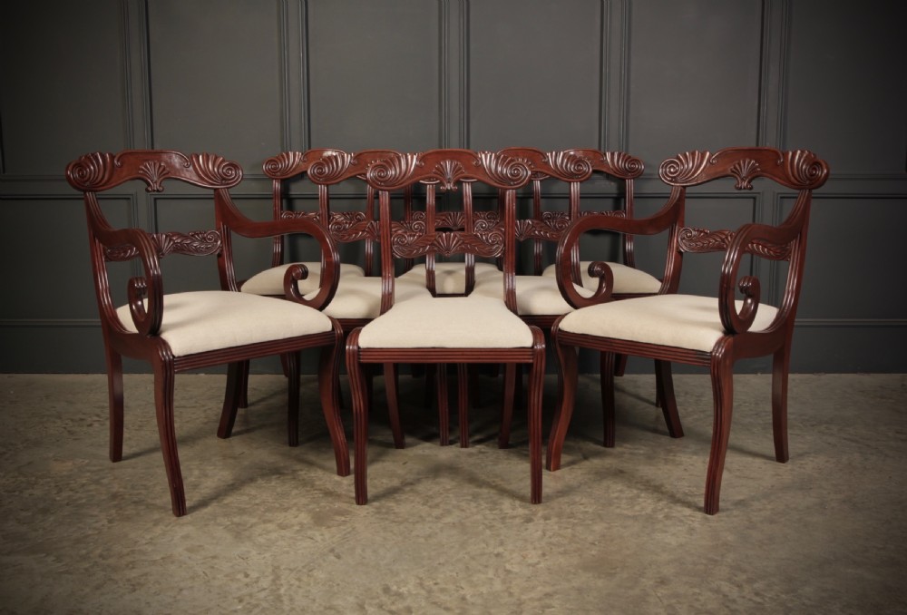 Set Of 8 Regency Mahogany Dining Chairs