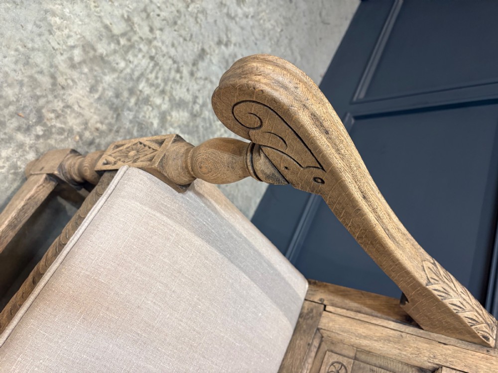 18th Century Carved Bleached Oak Bench View IV