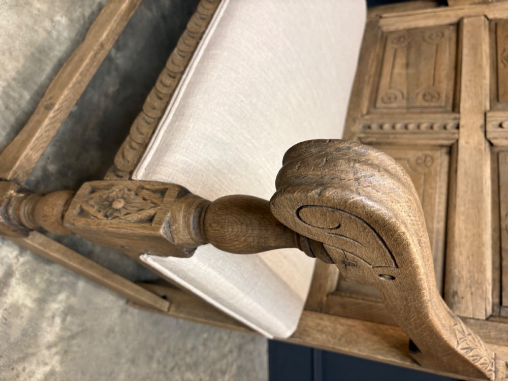 18th Century Carved Bleached Oak Bench View VI