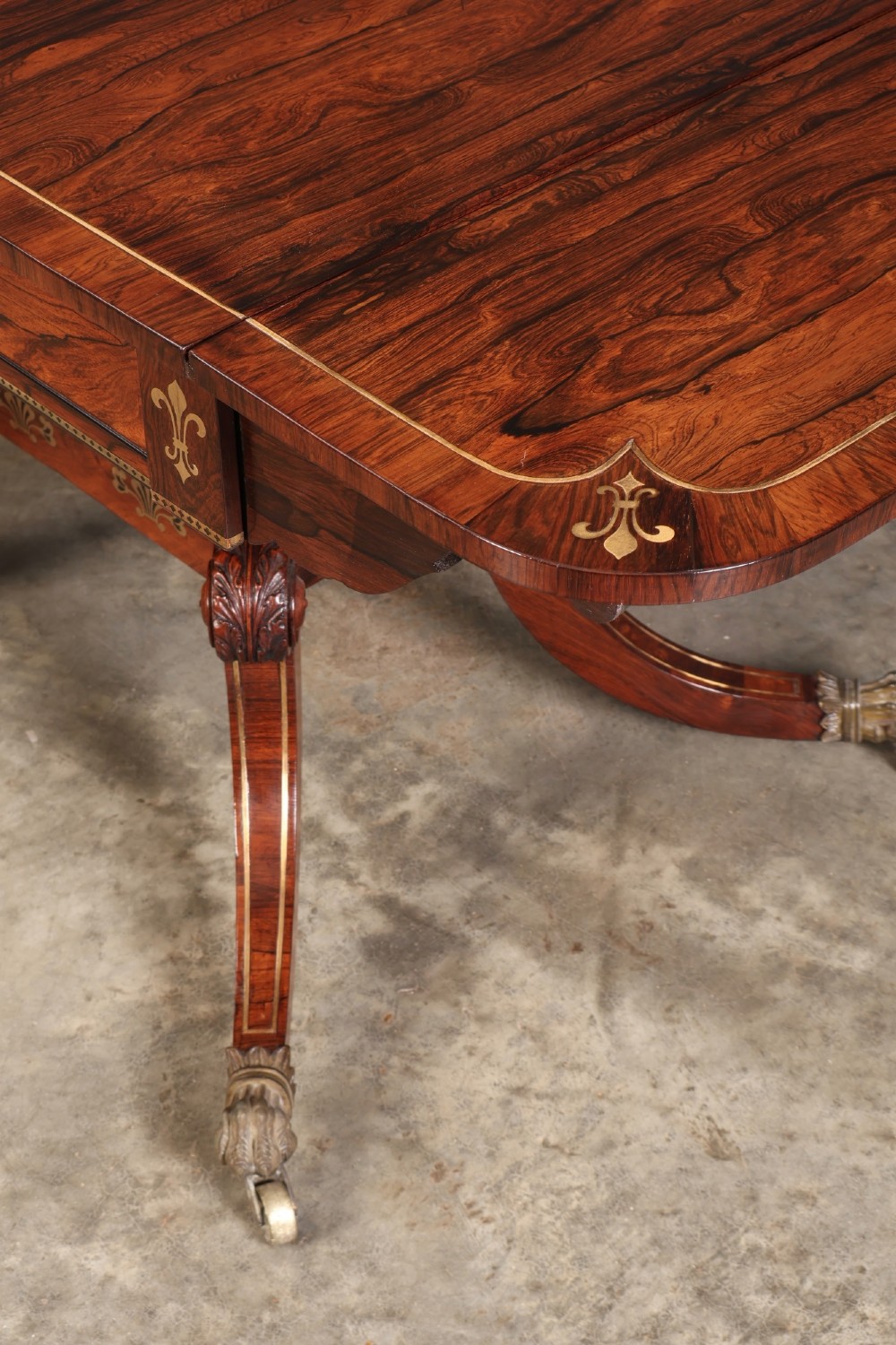 Exquisite Regency Rosewood Brass Inlaid Sofa Table View VIII