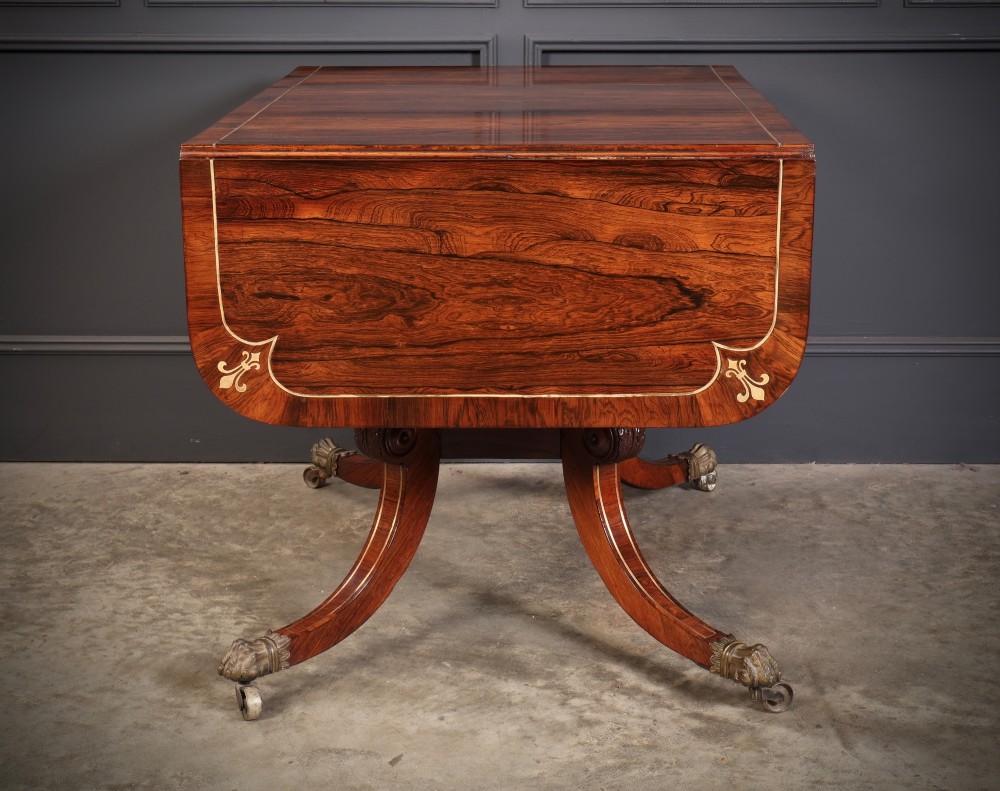 Exquisite Regency Rosewood Brass Inlaid Sofa Table View XIII