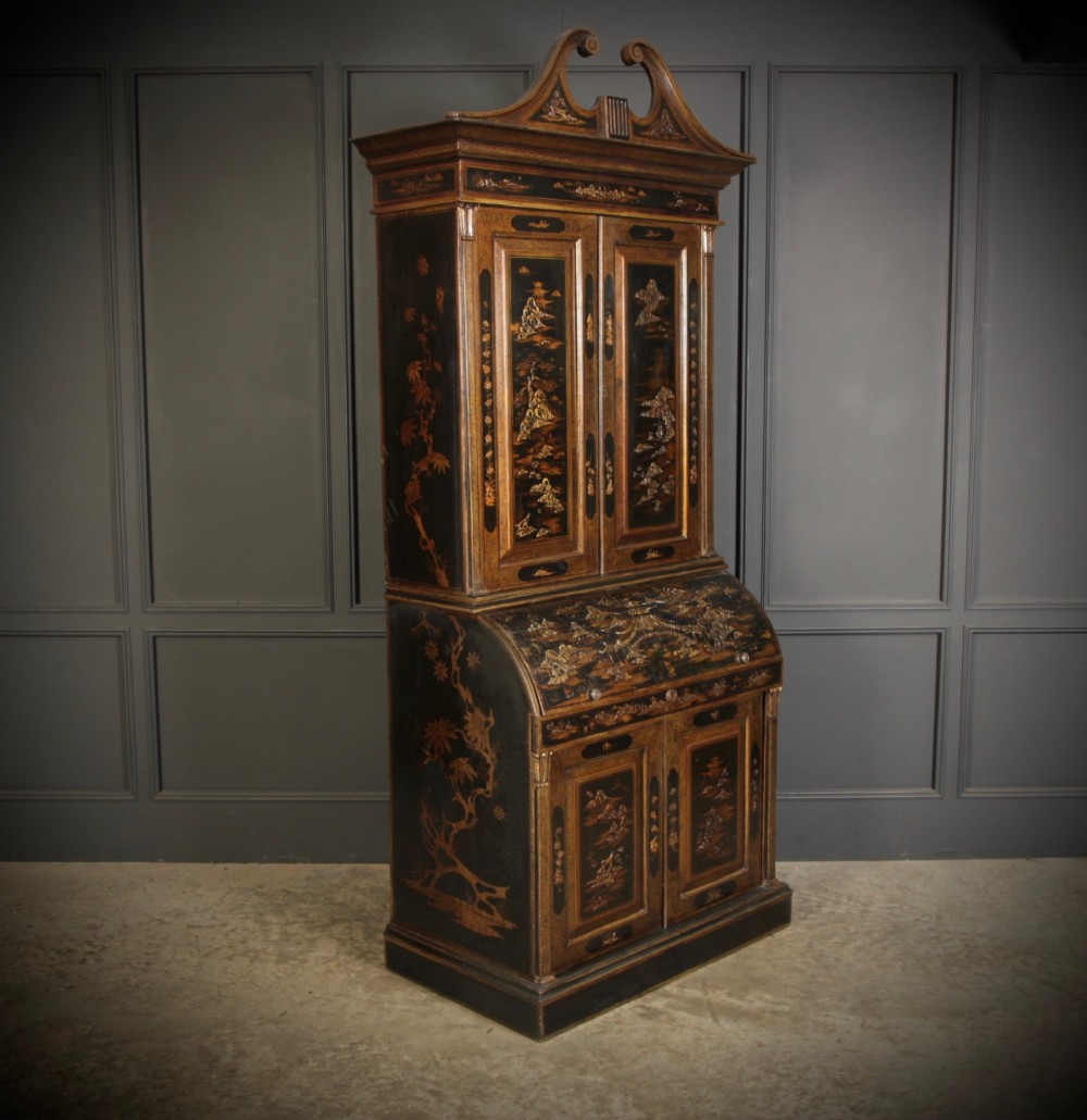 19th Century Chinoiserie Bureau Bookcase