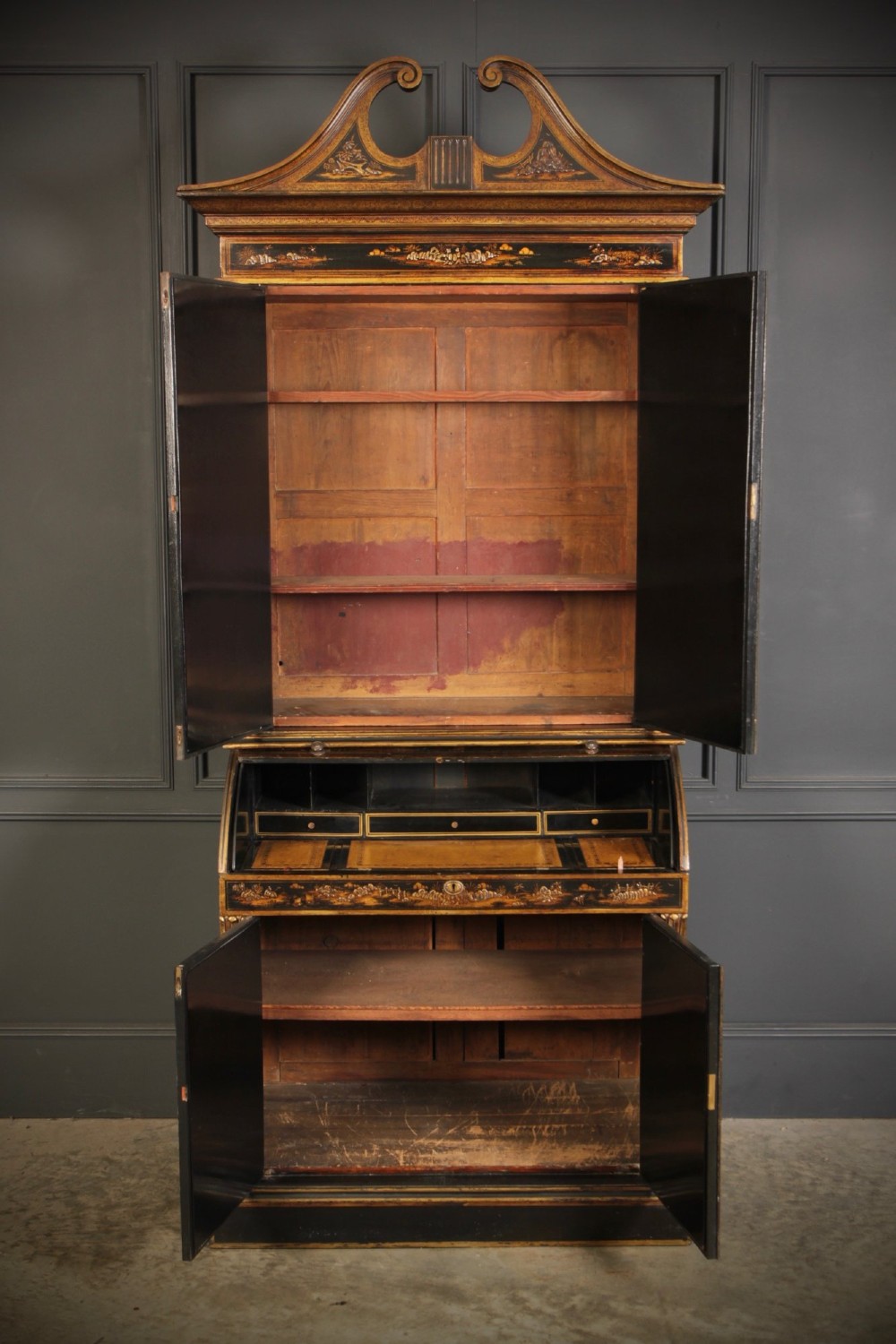 19th Century Chinoiserie Bureau Bookcase View V