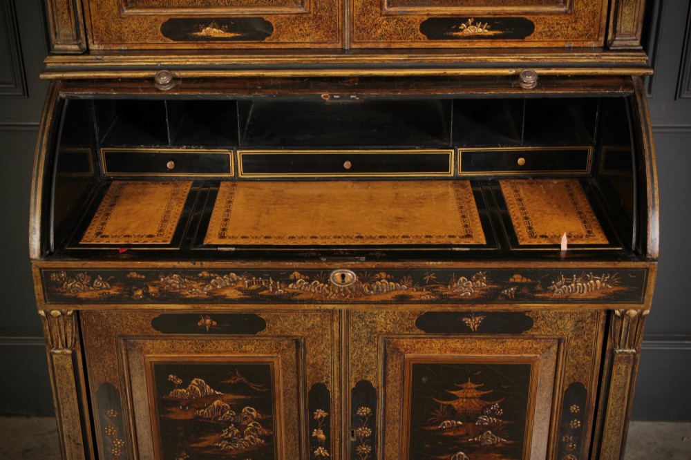 19th Century Chinoiserie Bureau Bookcase View VII