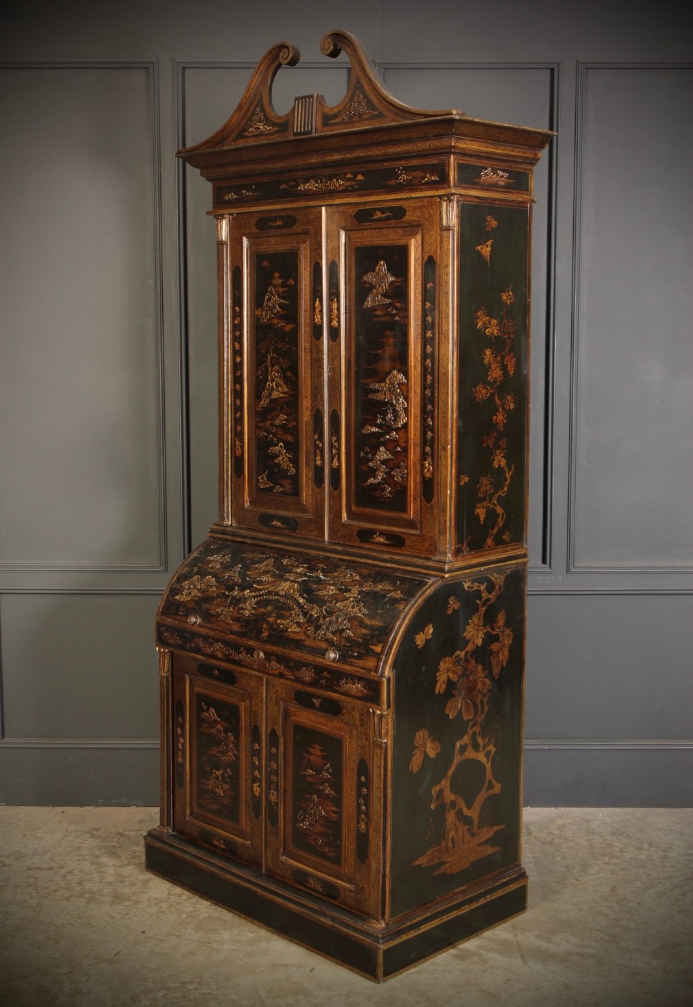 19th Century Chinoiserie Bureau Bookcase View VIII